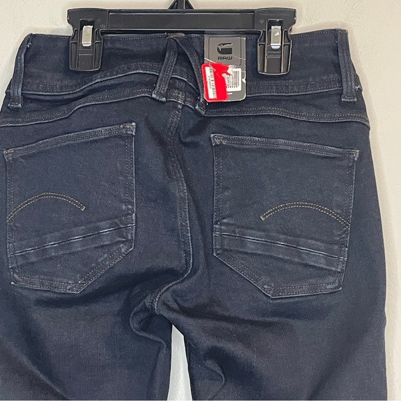 G-Star RAW Lynn Mid Rise Super Skinny Dark Rinsed Stretch Jeans 24x30 - Picture 5 of 8